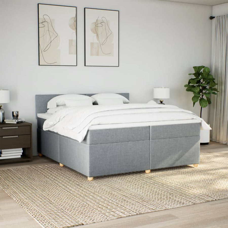 Boxspring met matras stof lichtgrijs 200x200 cm