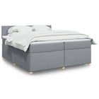Box spring with mattress light gray fabric 200x200 cm