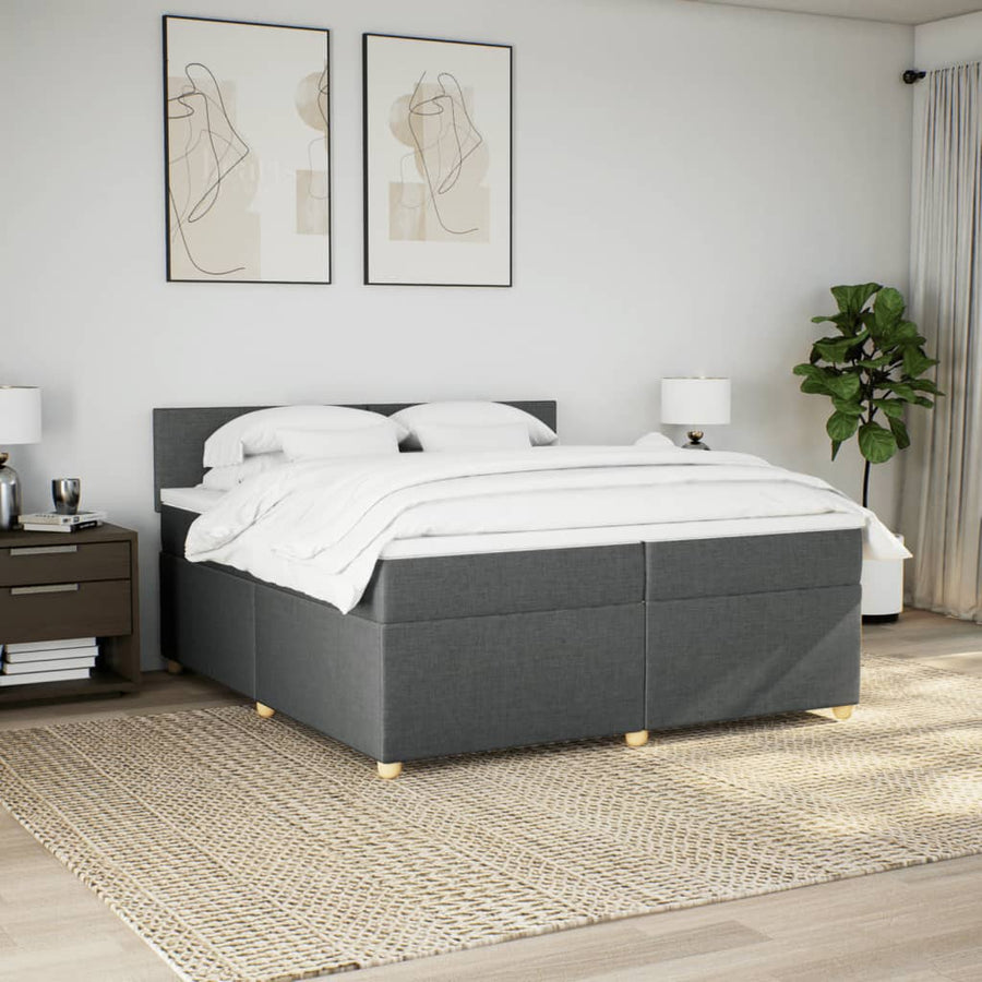 Boxspring met matras stof donkergrijs 200x200 cm