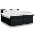 Box spring bed with mattress fabric black 200x200 cm