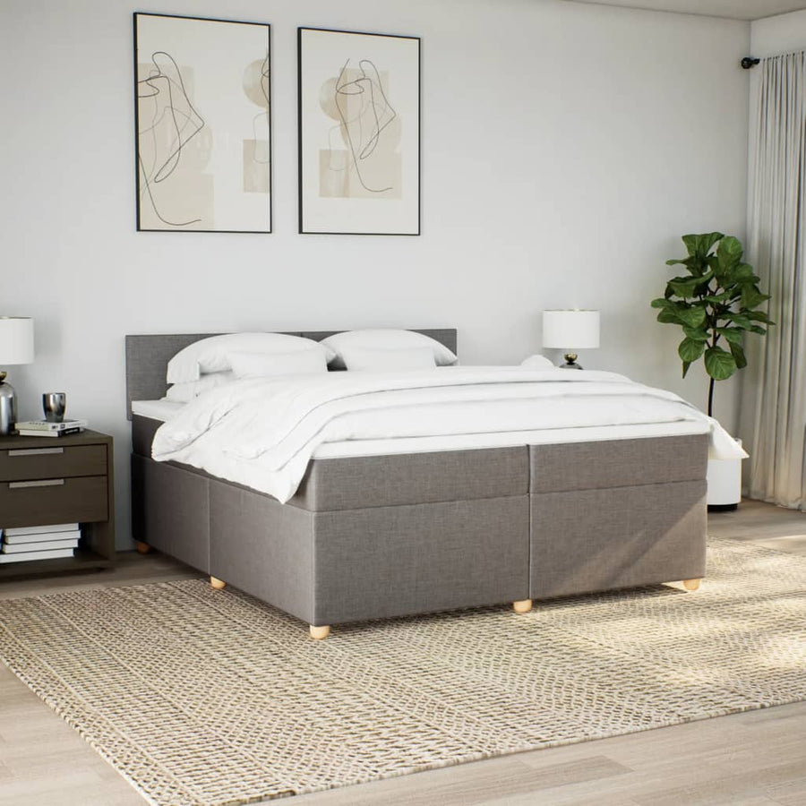 Boxspring met matras stof taupe 200x200 cm