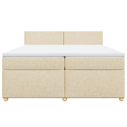 Boxspring met matras stof crèmekleurig 200x200 cm