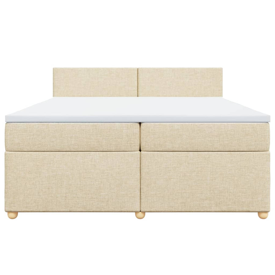 Boxspring met matras stof crèmekleurig 200x200 cm