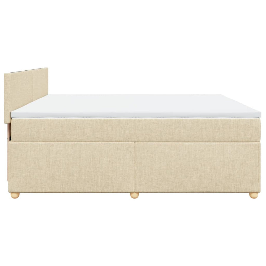 Boxspring met matras stof crèmekleurig 200x200 cm