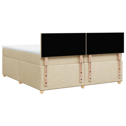 Boxspring met matras stof crèmekleurig 200x200 cm