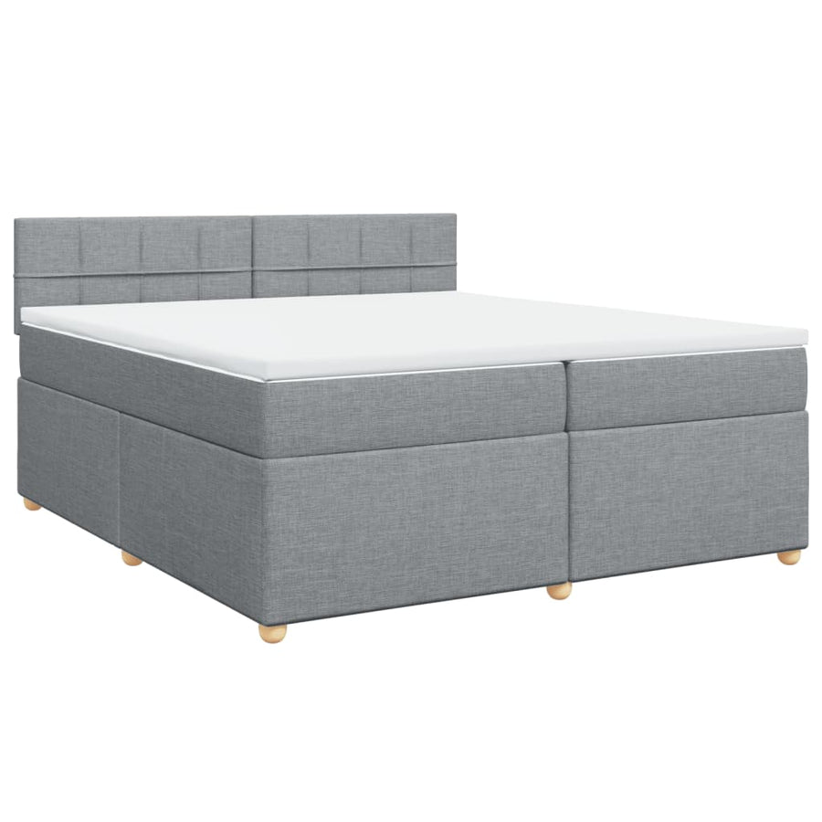 Boxspring met matras stof lichtgrijs 200x200 cm