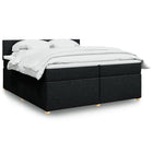 Box spring bed with mattress fabric black 200x200 cm