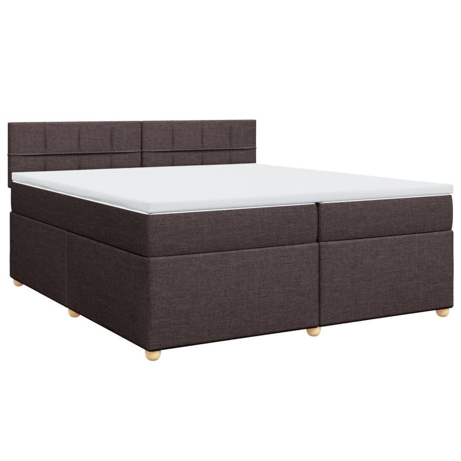Boxspring met matras stof donkerbruin 200x200 cm