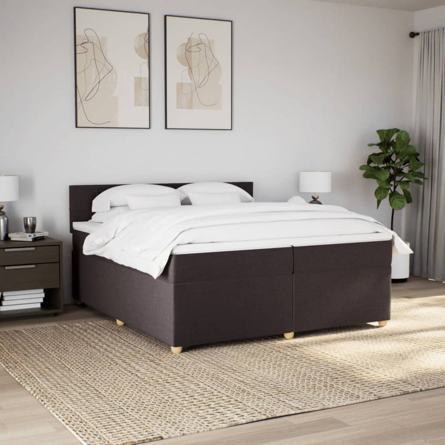 Boxspring met matras stof donkerbruin 200x200 cm