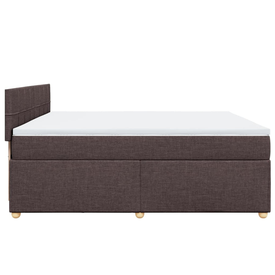 Boxspring met matras stof donkerbruin 200x200 cm