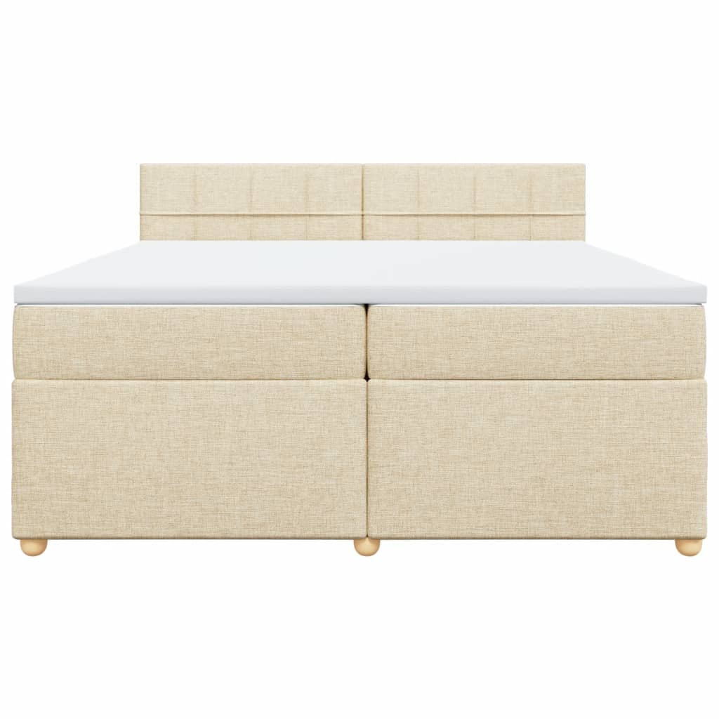 Boxspring met matras stof crèmekleurig 200x200 cm