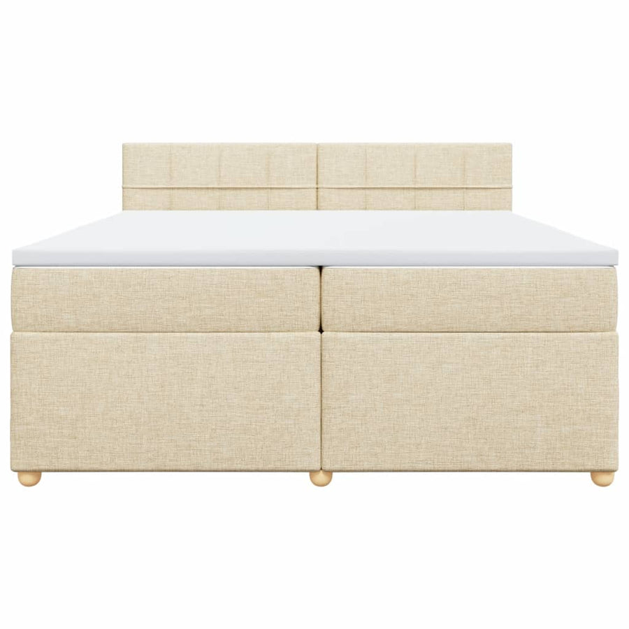 Boxspring met matras stof crèmekleurig 200x200 cm