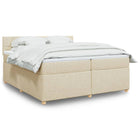 Box spring with fabric mattress cream-coloured 200x200 cm