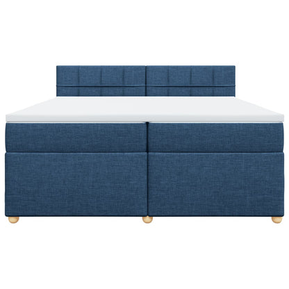 Boxspring met matras stof blauw 200x200 cm