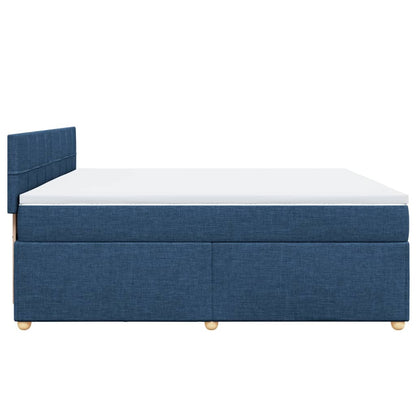 Boxspring met matras stof blauw 200x200 cm