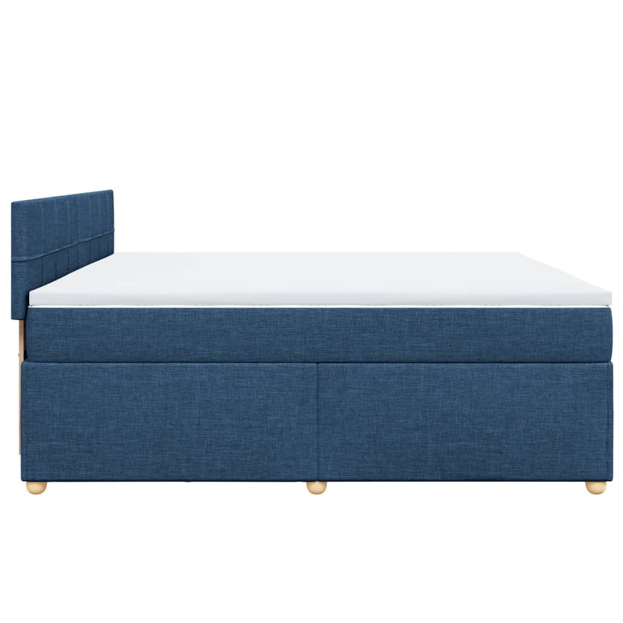 Boxspring met matras stof blauw 200x200 cm