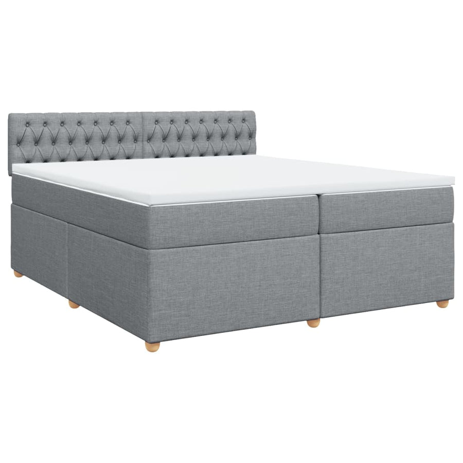 Boxspring met matras stof lichtgrijs 200x200 cm