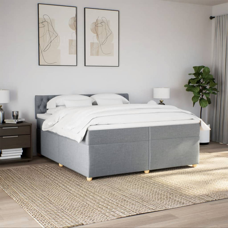Boxspring met matras stof lichtgrijs 200x200 cm