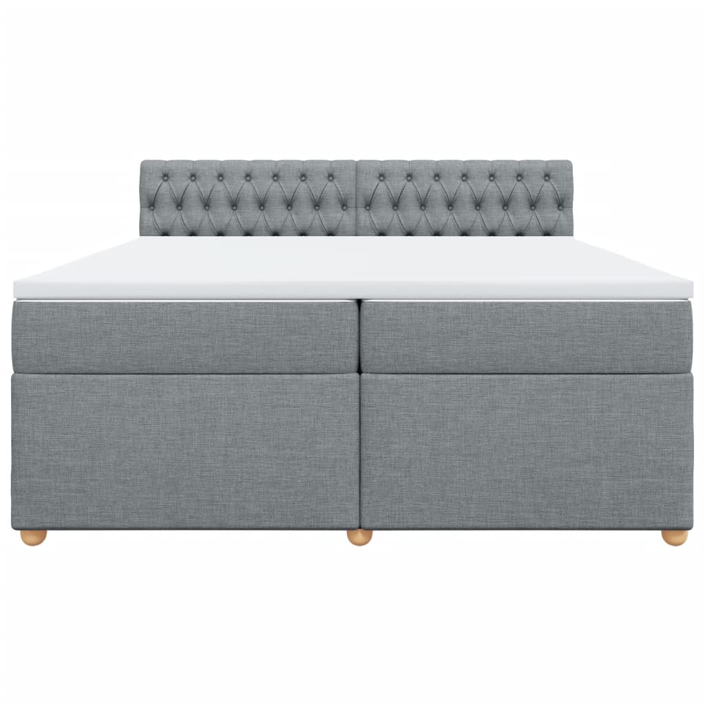 Boxspring met matras stof lichtgrijs 200x200 cm