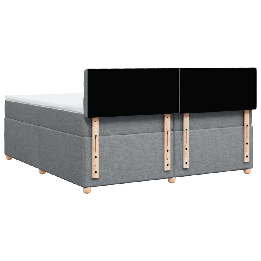 Boxspring met matras stof lichtgrijs 200x200 cm