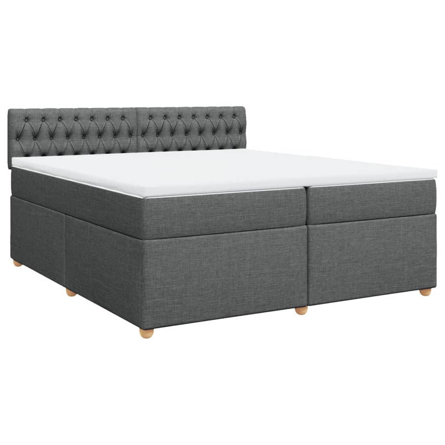 Boxspring met matras stof donkergrijs 200x200 cm