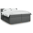 Box spring with dark gray fabric mattress 200x200 cm