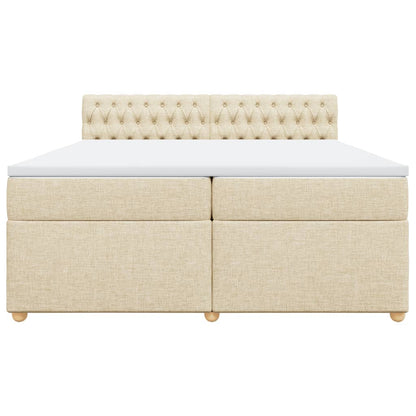 Boxspring met matras stof crèmekleurig 200x200 cm