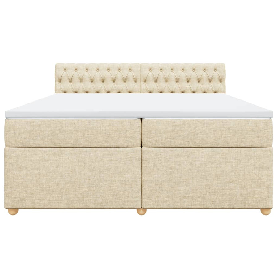 Boxspring met matras stof crèmekleurig 200x200 cm