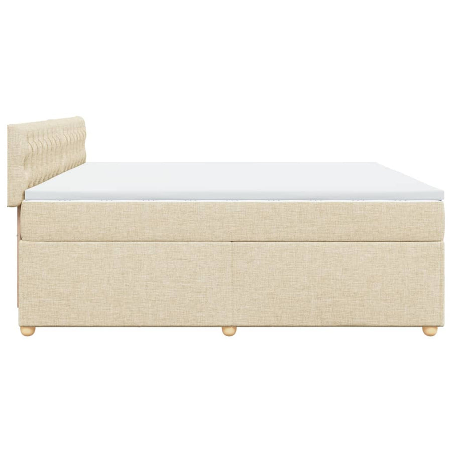 Boxspring met matras stof crèmekleurig 200x200 cm