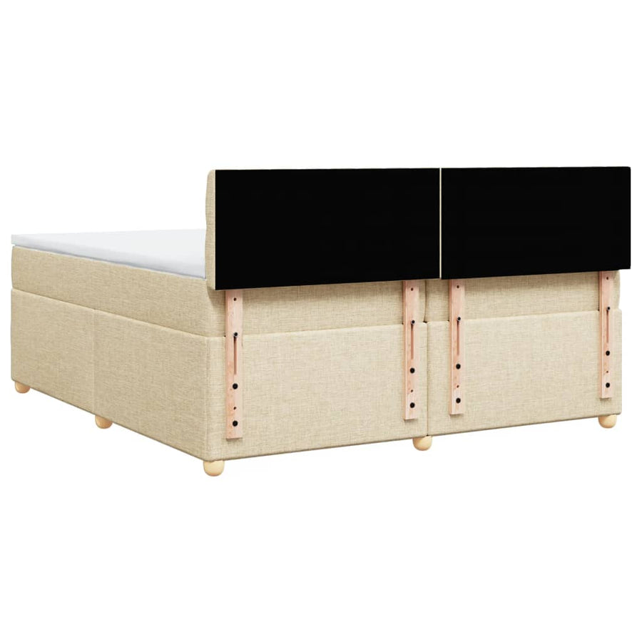 Boxspring met matras stof crèmekleurig 200x200 cm