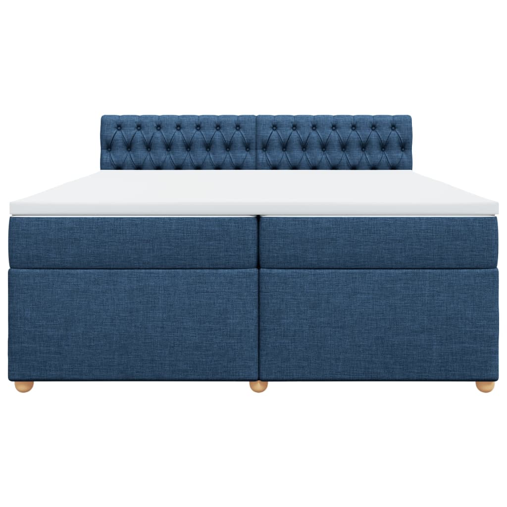 Boxspring met matras stof blauw 200x200 cm
