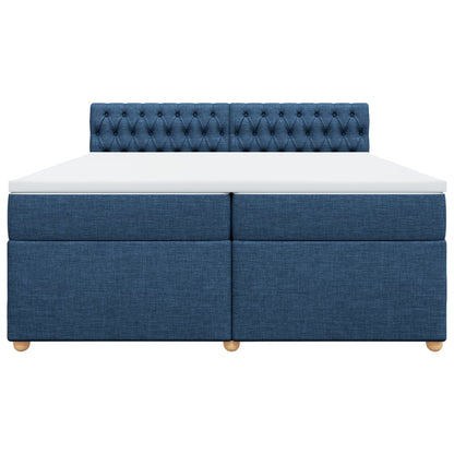 Boxspring met matras stof blauw 200x200 cm