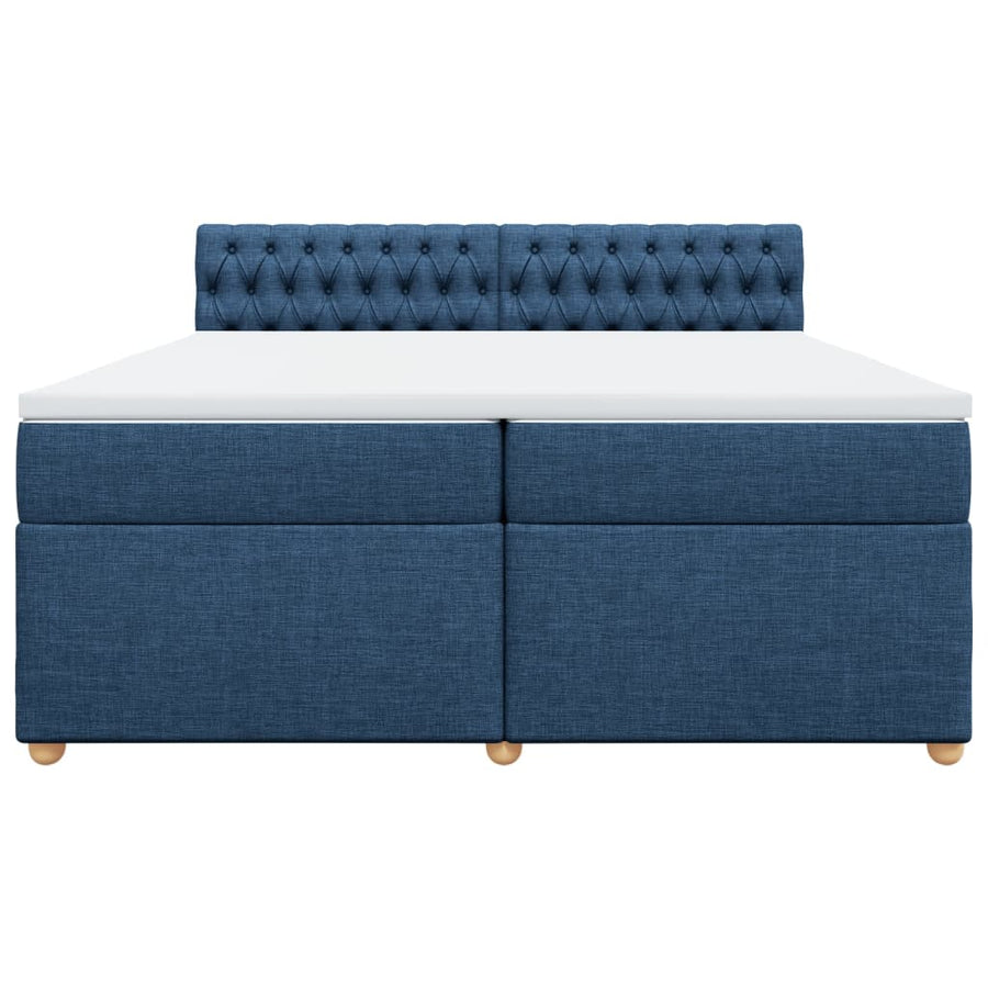 Boxspring met matras stof blauw 200x200 cm
