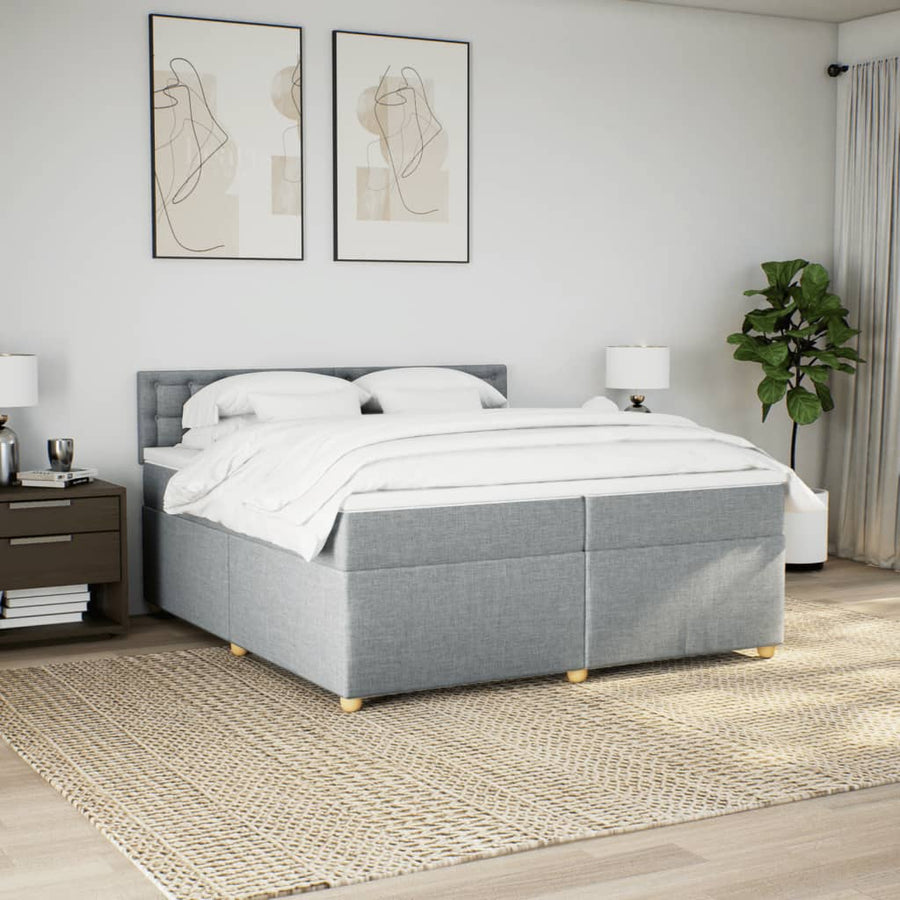 Boxspring met matras stof lichtgrijs 200x200 cm