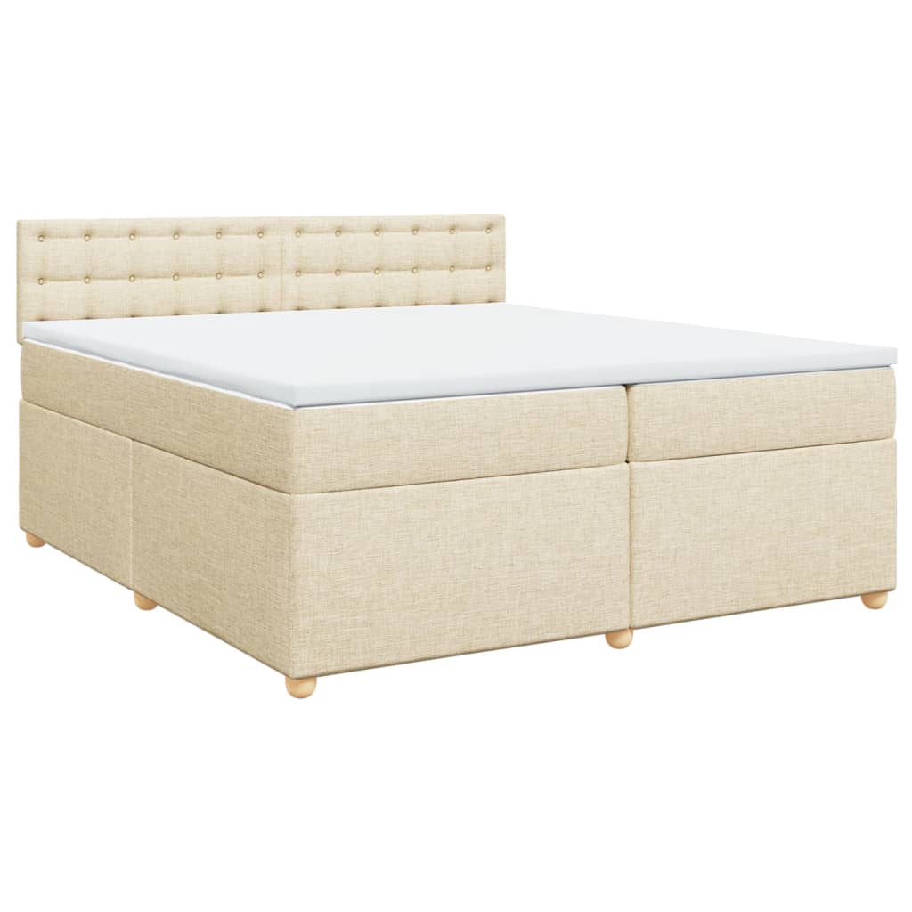 Boxspring met matras stof crèmekleurig 200x200 cm