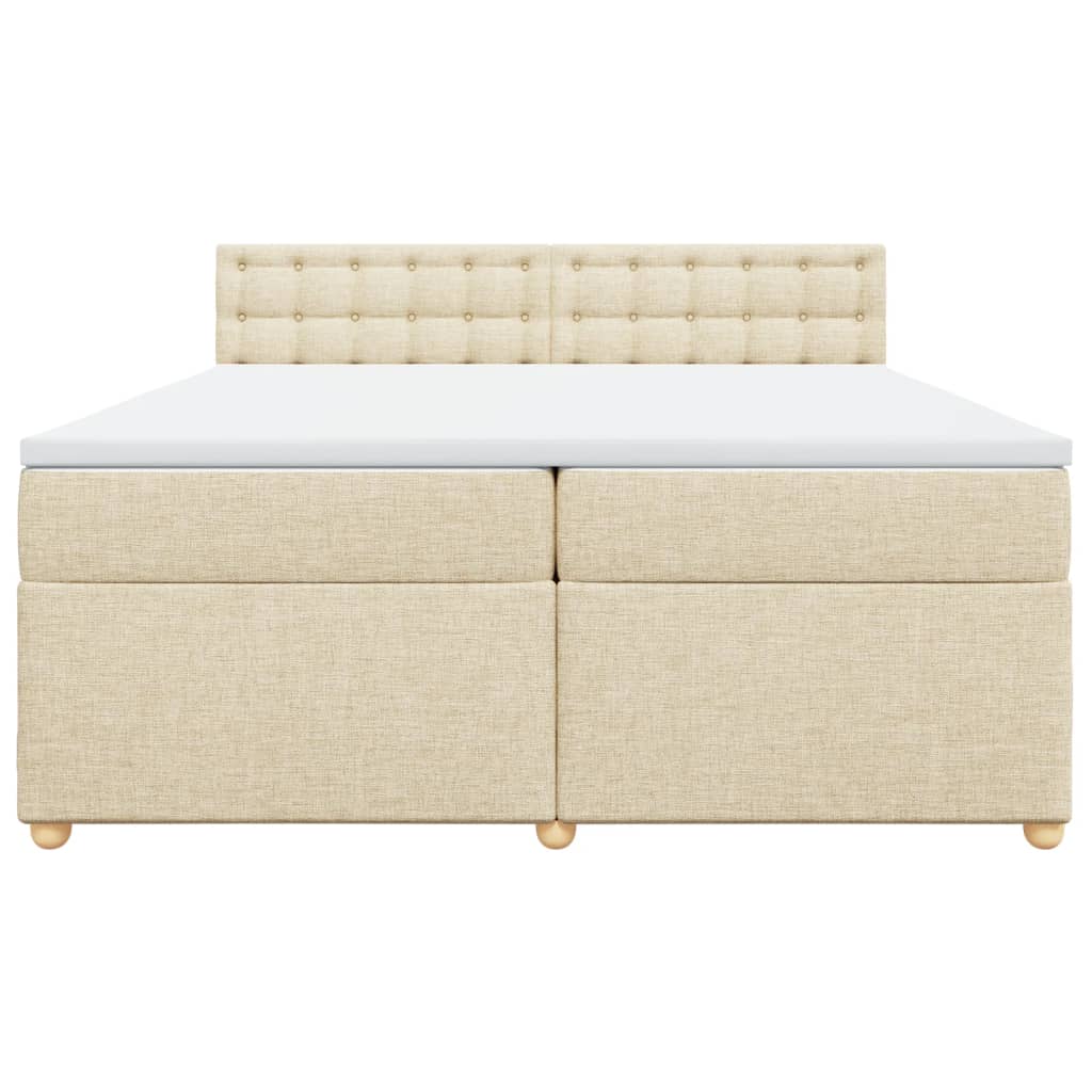 Boxspring met matras stof crèmekleurig 200x200 cm