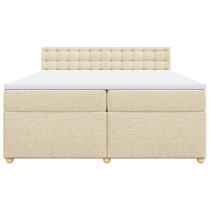 Boxspring met matras stof crèmekleurig 200x200 cm