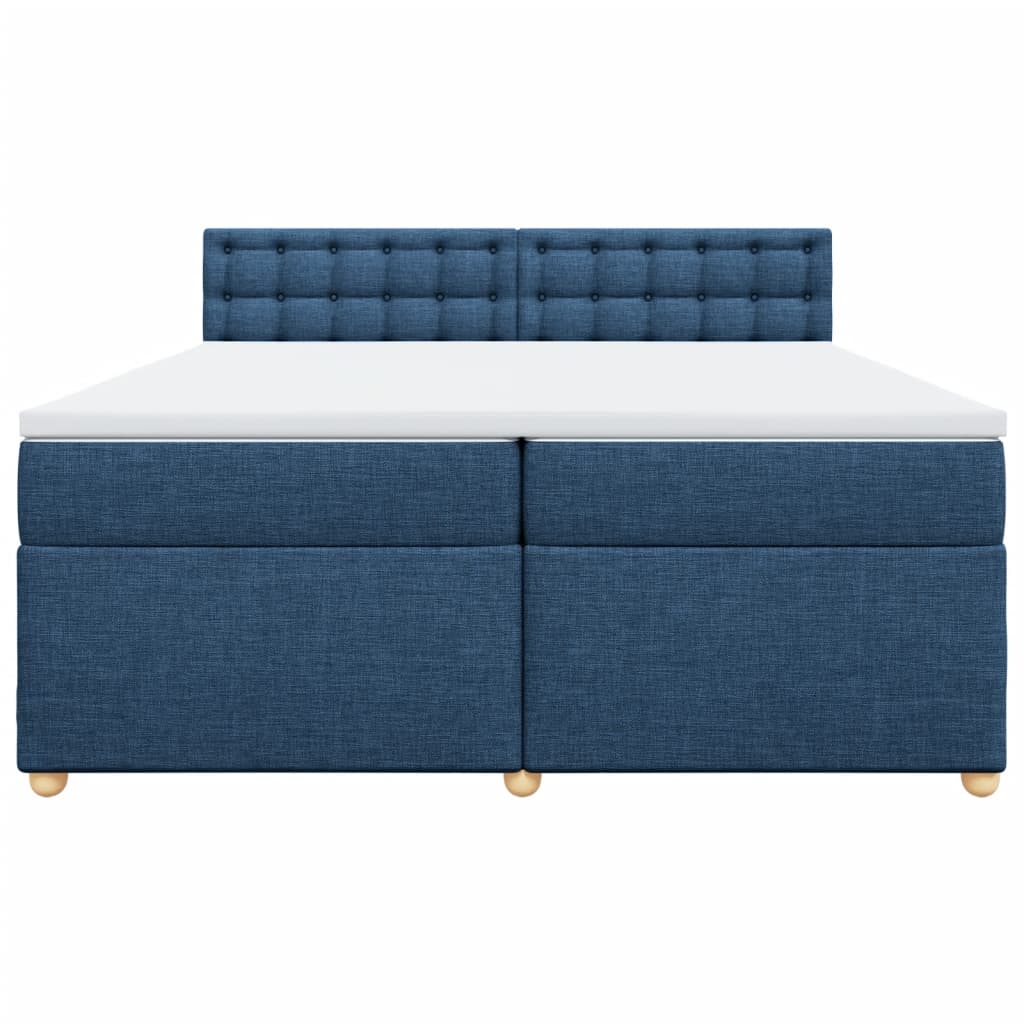 Boxspring met matras stof blauw 200x200 cm