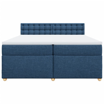 Boxspring met matras stof blauw 200x200 cm