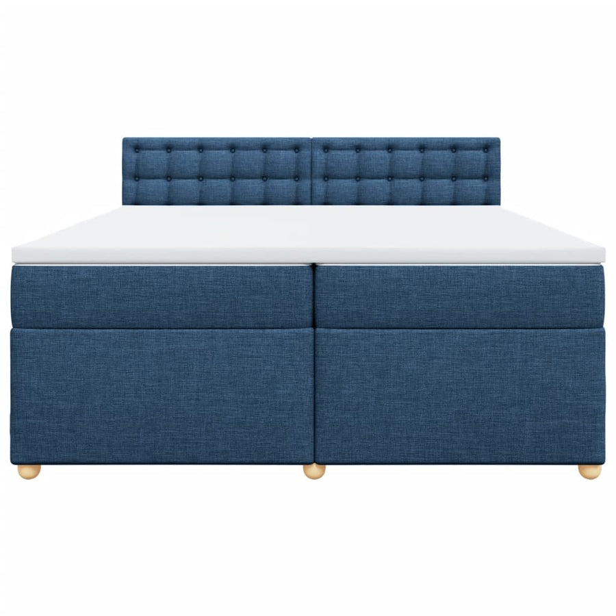 Boxspring met matras stof blauw 200x200 cm