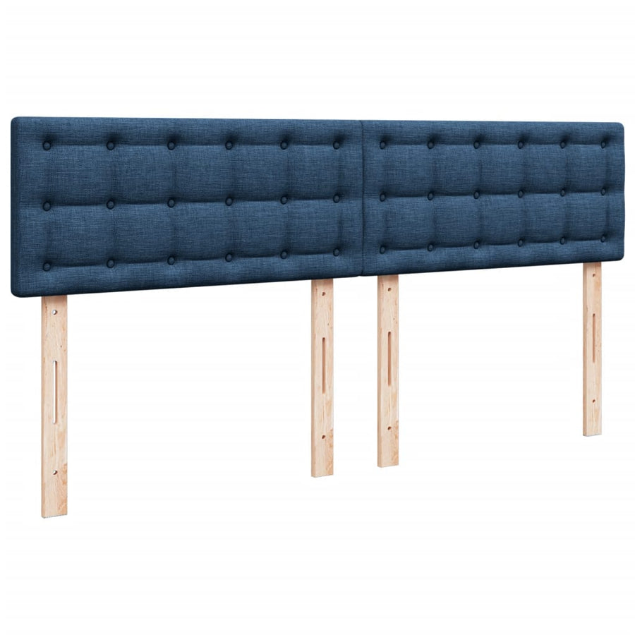 Boxspring met matras stof blauw 200x200 cm