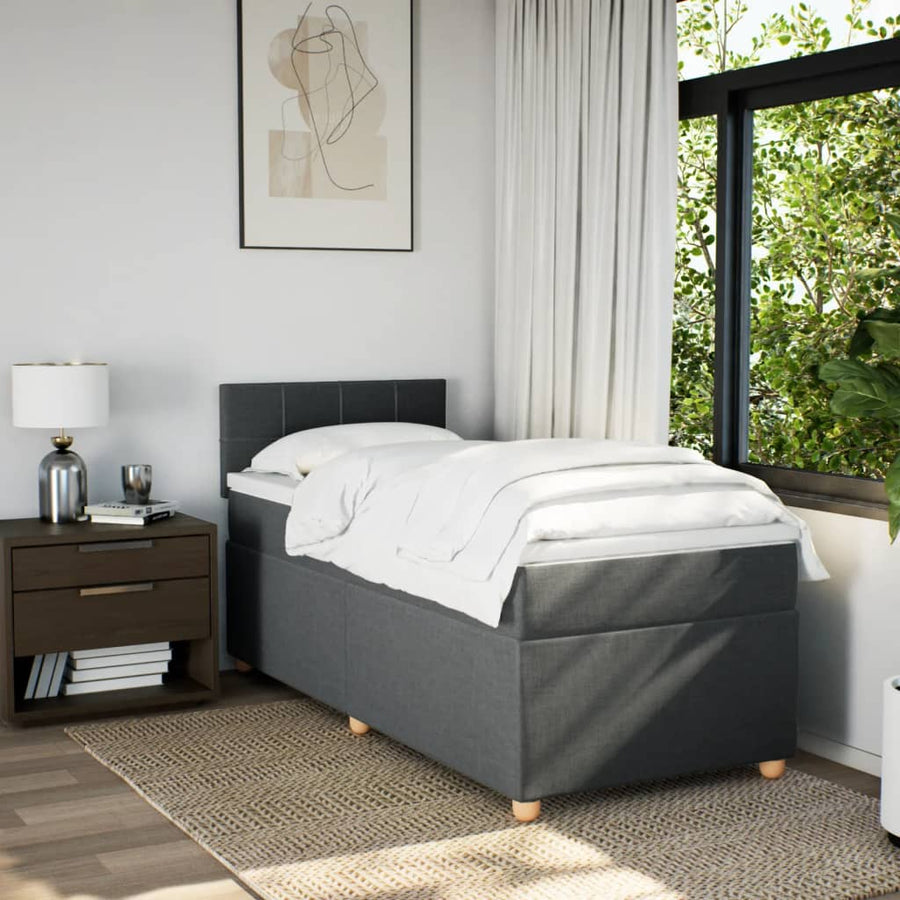 Boxspring met matras stof donkergrijs Single