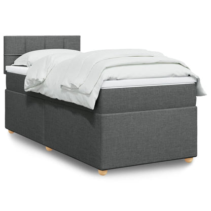 Boxspring met matras stof donkergrijs Single