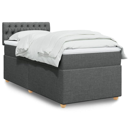 Boxspring met matras stof donkergrijs Single