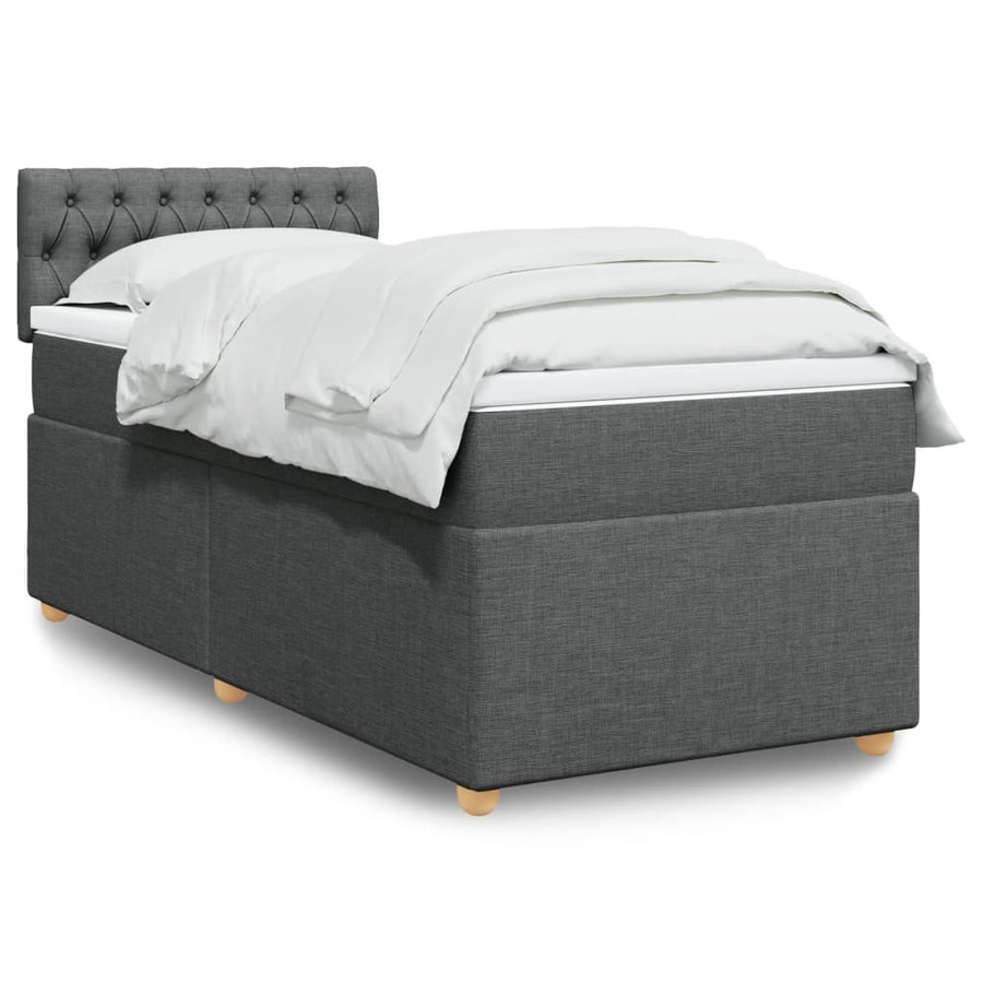 Boxspring met matras stof donkergrijs Single