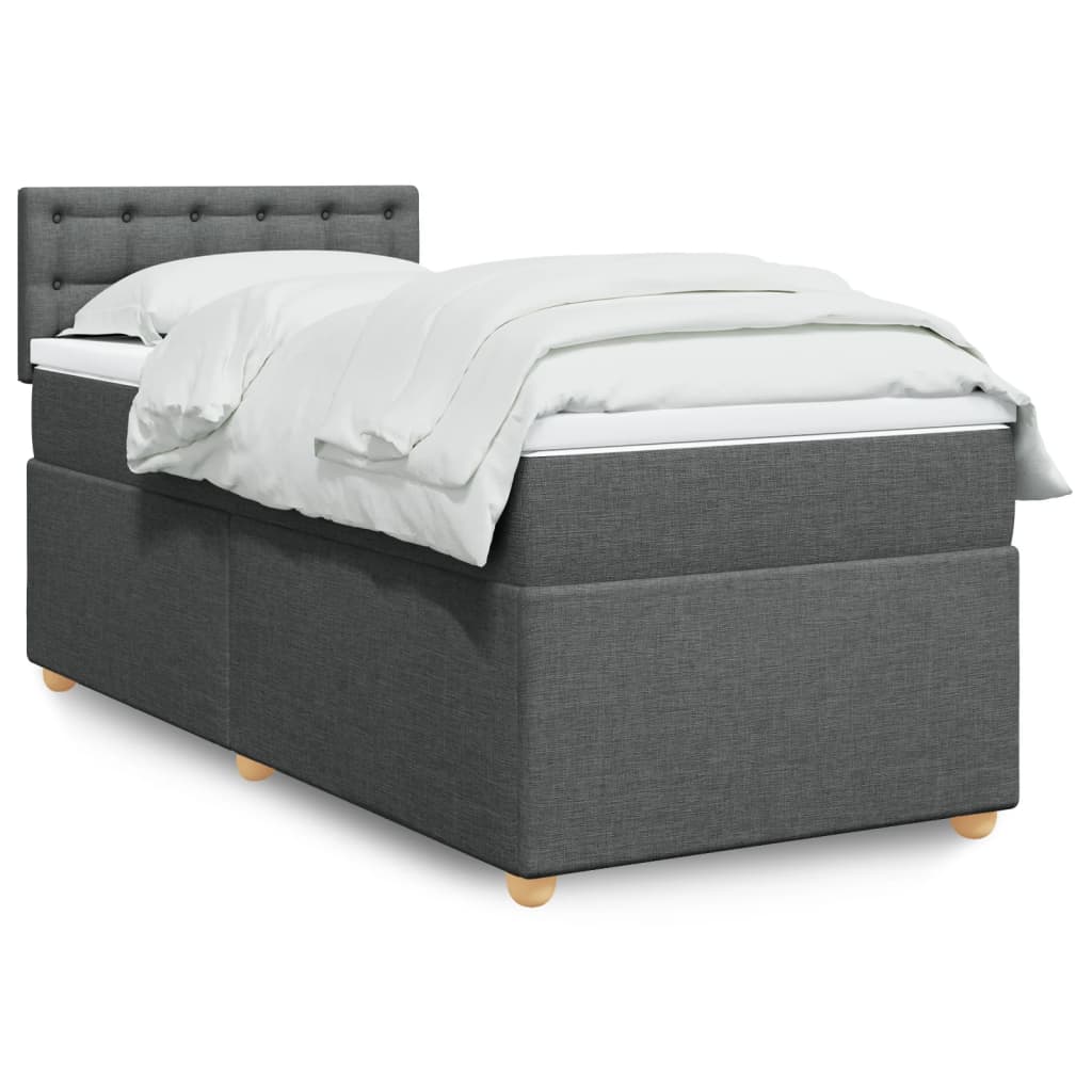 Boxspring met matras stof donkergrijs Single