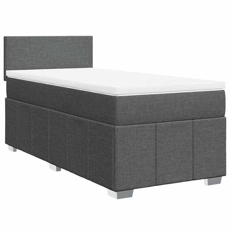 Boxspring met matras stof donkergrijs 80x200 cm