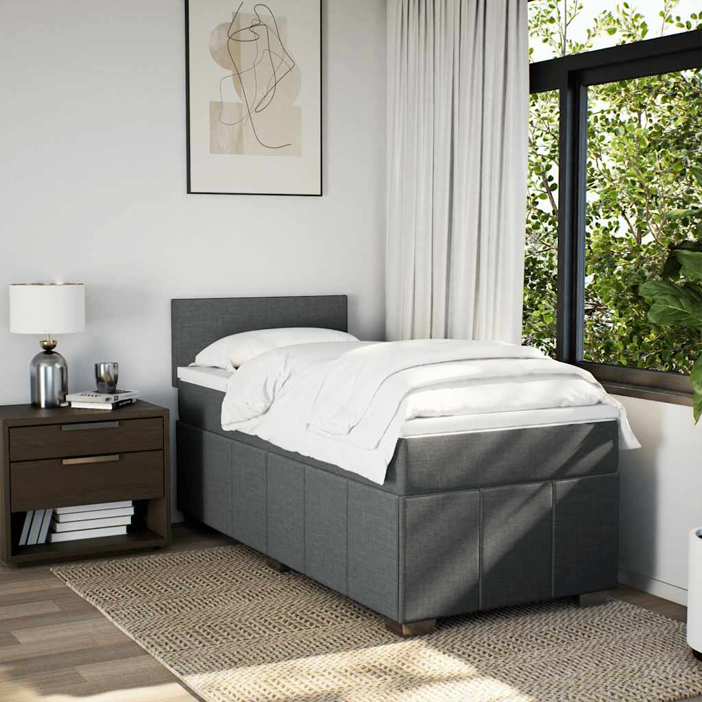 Boxspring met matras stof donkergrijs 80x200 cm