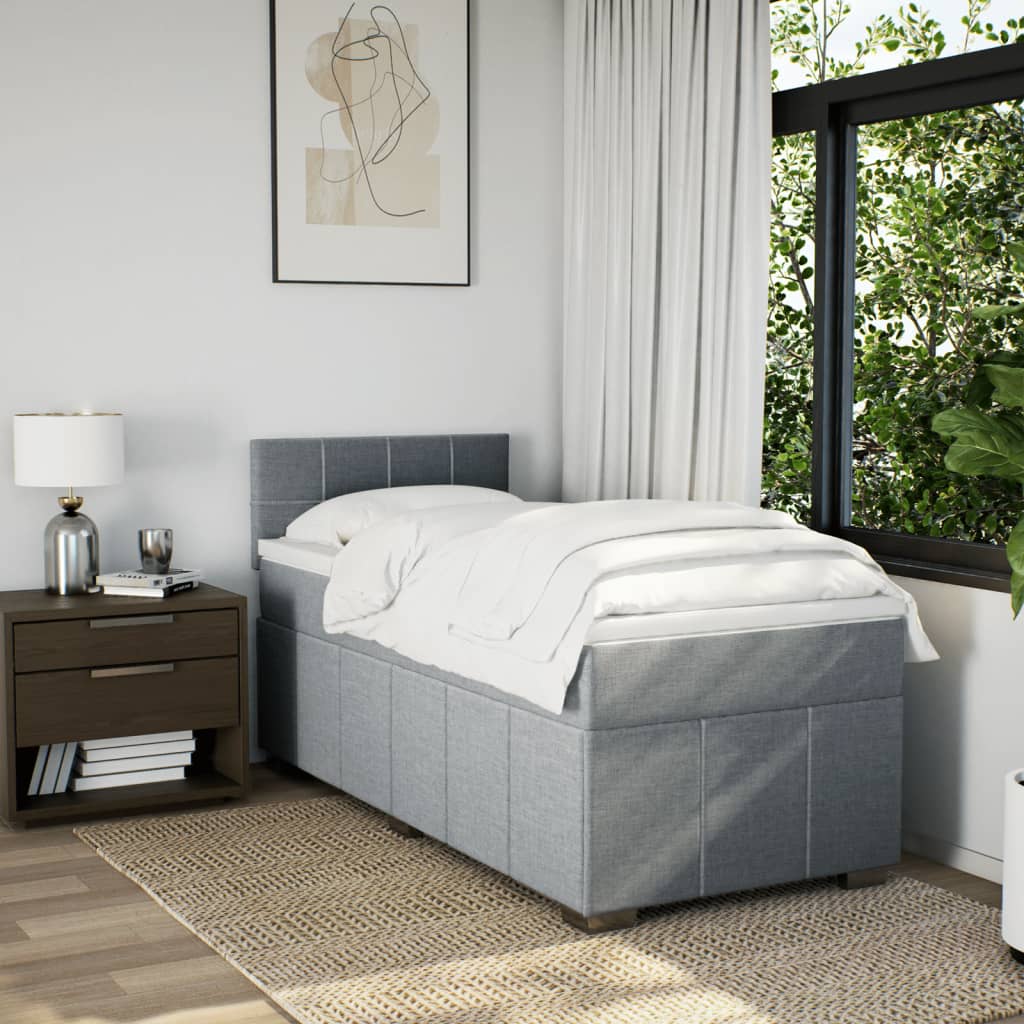 Boxspring met matras stof lichtgrijs 80x200 cm