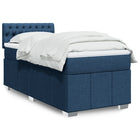 Boxspring met matras stof blauw 80x200 cm